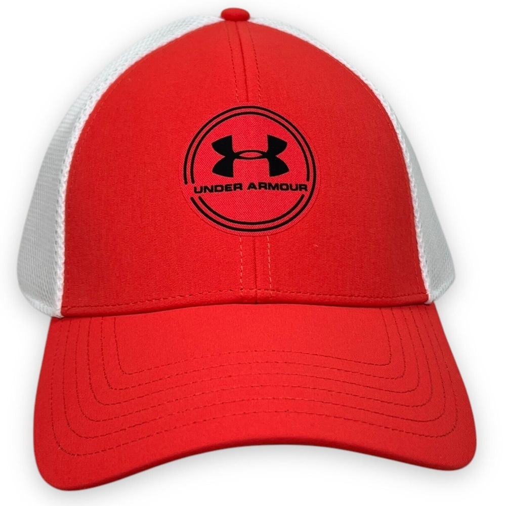 Under Armour UA Hat Men XL 2XL Red Solstice Logo Hit GOLF ISO-Chill Mesh Cap